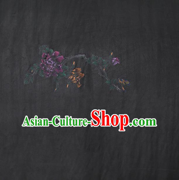 China Traditional Hand Painting Flower Silk Fabric Classical Gambiered Guangdong Gauze Cheongsam Drapery