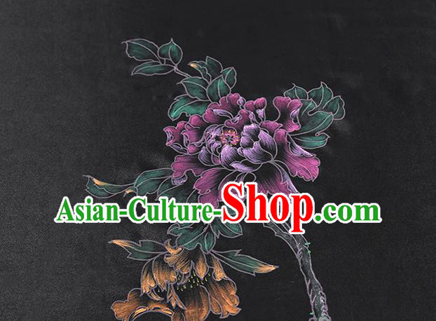 China Traditional Hand Painting Flower Silk Fabric Classical Gambiered Guangdong Gauze Cheongsam Drapery