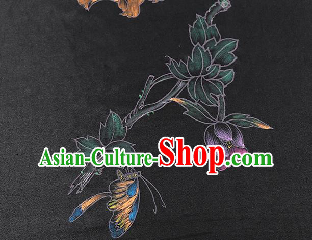 China Traditional Hand Painting Flower Silk Fabric Classical Gambiered Guangdong Gauze Cheongsam Drapery