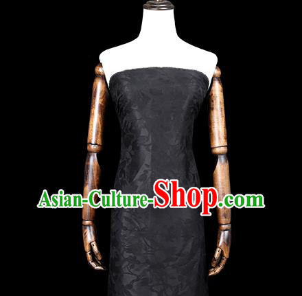 Chinese Classical Jacquard Mangnolia Gambiered Guangdong Gauze Cheongsam Black Silk Drapery Traditional Brocade Fabric