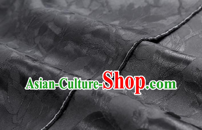 Chinese Classical Jacquard Mangnolia Gambiered Guangdong Gauze Cheongsam Black Silk Drapery Traditional Brocade Fabric