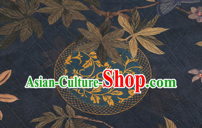 Chinese Traditional Navy Brocade Fabric Cheongsam Ginger Silk Drapery Classical Pattern Gambiered Guangdong Gauze