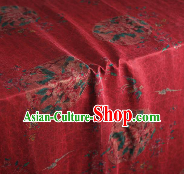 Chinese Traditional Peony Pattern Silk Drapery Classical Gambiered Guangdong Gauze Cheongsam Red Brocade Fabric