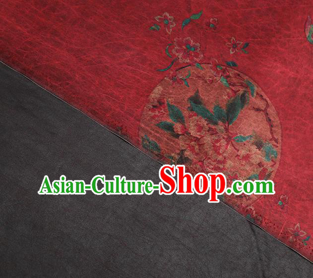 Chinese Traditional Peony Pattern Silk Drapery Classical Gambiered Guangdong Gauze Cheongsam Red Brocade Fabric