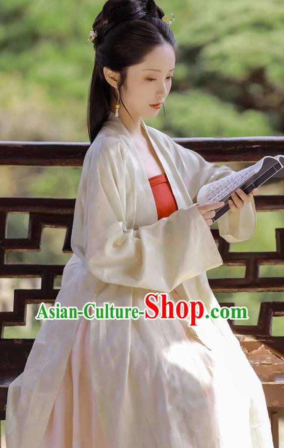 China Song Dynasty Patrician Beauty Historical Costume Traditional Hanfu Dress Ancient Young Lady Clothing