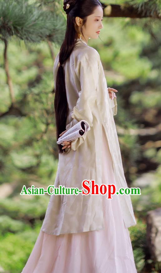 China Song Dynasty Patrician Beauty Historical Costume Traditional Hanfu Dress Ancient Young Lady Clothing