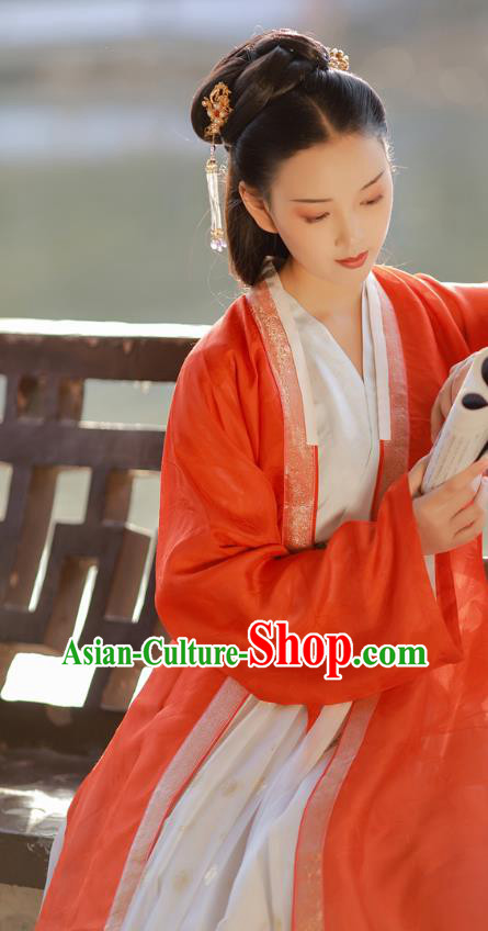 China Ancient Noble Lady Clothing Traditional Court Hanfu Dress Song Dynasty Young Beauty Historical Costumes