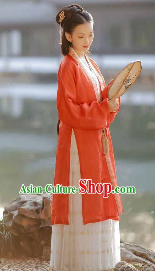 China Ancient Noble Lady Clothing Traditional Court Hanfu Dress Song Dynasty Young Beauty Historical Costumes