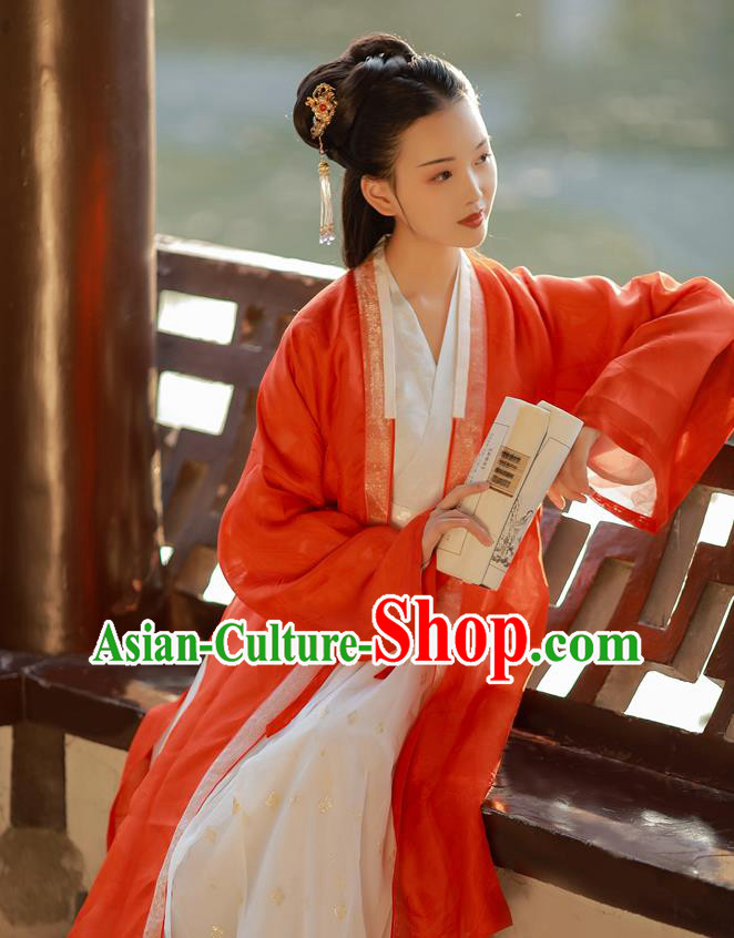 China Ancient Noble Lady Clothing Traditional Court Hanfu Dress Song Dynasty Young Beauty Historical Costumes