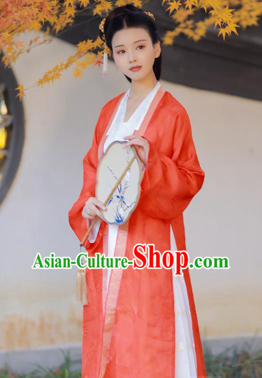 China Ancient Noble Lady Clothing Traditional Court Hanfu Dress Song Dynasty Young Beauty Historical Costumes