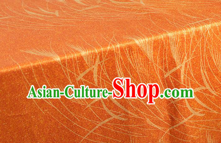 Chinese Traditional Satin Fabric Qipao Dress Brocade Classical Reed Pattern Orange Silk Drapery