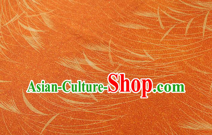 Chinese Traditional Satin Fabric Qipao Dress Brocade Classical Reed Pattern Orange Silk Drapery