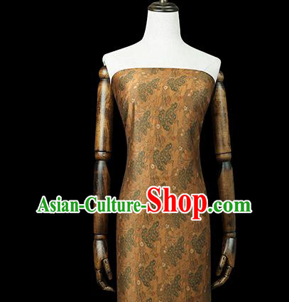 Chinese Traditional Ginger Brocade Qipao Dress Satin Fabric Classical Daisy Pattern Silk Drapery