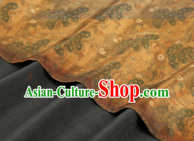 Chinese Traditional Ginger Brocade Qipao Dress Satin Fabric Classical Daisy Pattern Silk Drapery