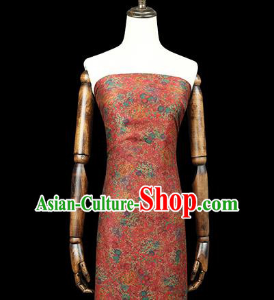 Chinese Wedding Red Satin Fabric Traditional Qipao Dress Brocade Classical Pattern Silk Drapery