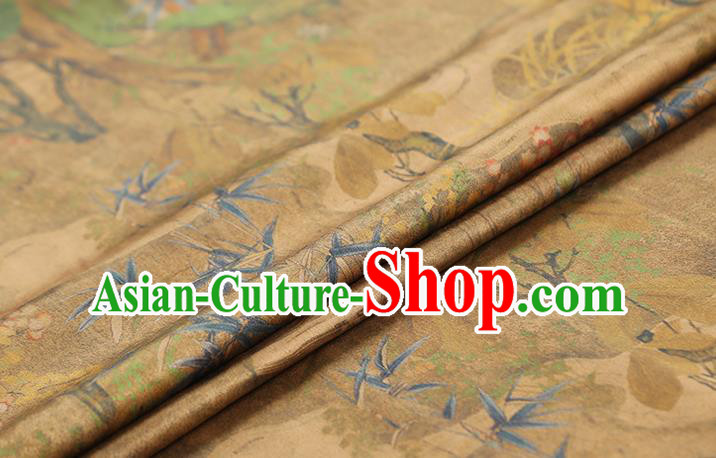Chinese Traditional Qipao Dress Brocade Classical Pattern Silk Drapery Ginger Satin Fabric