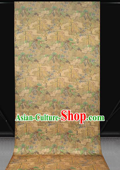 Chinese Traditional Qipao Dress Brocade Classical Pattern Silk Drapery Ginger Satin Fabric