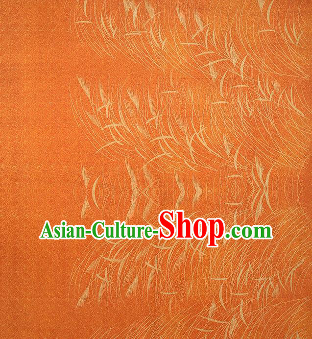 Chinese Traditional Satin Fabric Qipao Dress Brocade Classical Reed Pattern Orange Silk Drapery