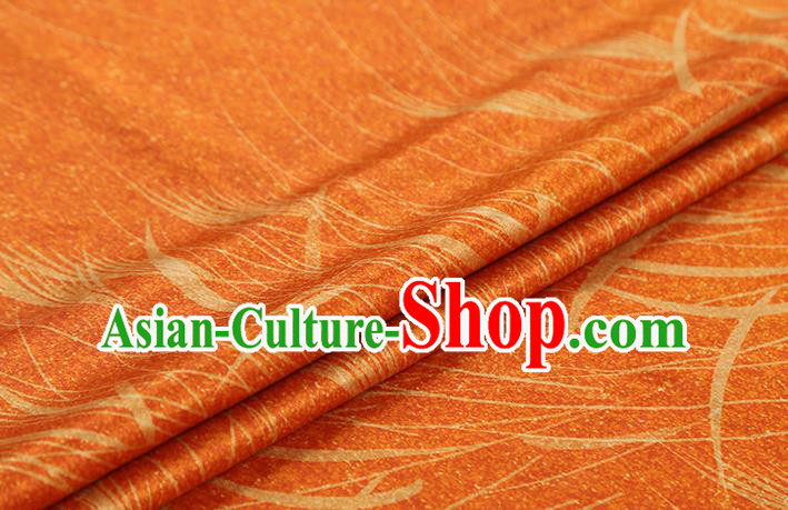 Chinese Traditional Satin Fabric Qipao Dress Brocade Classical Reed Pattern Orange Silk Drapery