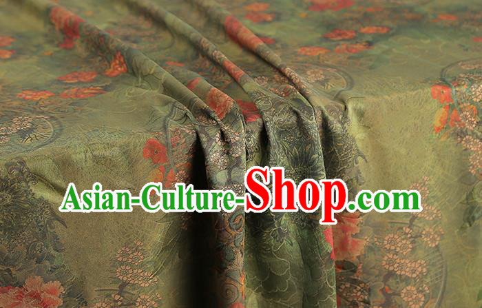 Chinese Qipao Dress Green Gambiered Guangdong Gauze Traditional Brocade Fabric Classical Jacquard Silk Drapery