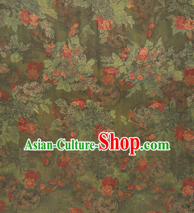 Chinese Qipao Dress Green Gambiered Guangdong Gauze Traditional Brocade Fabric Classical Jacquard Silk Drapery