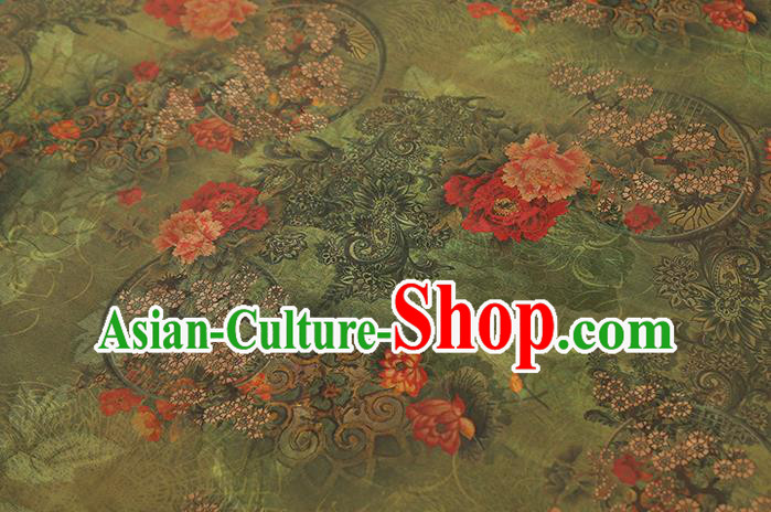 Chinese Qipao Dress Green Gambiered Guangdong Gauze Traditional Brocade Fabric Classical Jacquard Silk Drapery