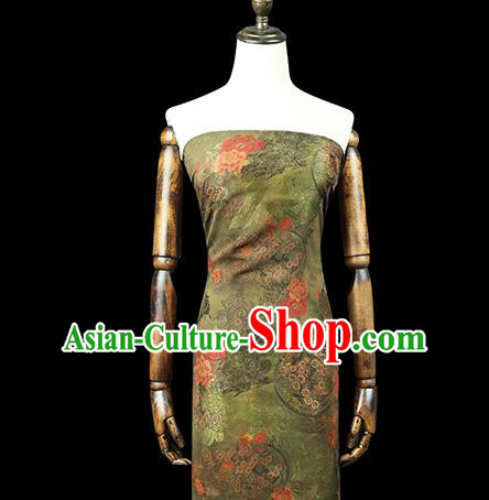 Chinese Qipao Dress Green Gambiered Guangdong Gauze Traditional Brocade Fabric Classical Jacquard Silk Drapery