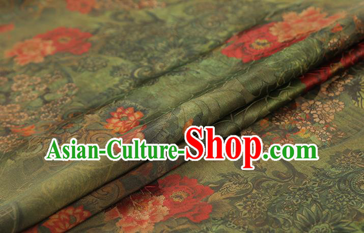 Chinese Qipao Dress Green Gambiered Guangdong Gauze Traditional Brocade Fabric Classical Jacquard Silk Drapery