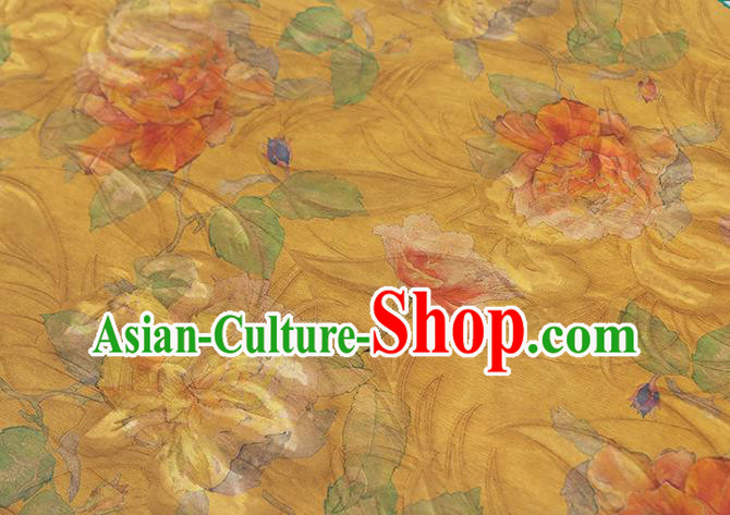 Chinese Classical Jacquard Yellow Silk Drapery Qipao Dress Gambiered Guangdong Gauze Traditional Brocade Fabric