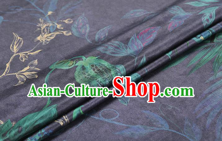 Chinese Qipao Dress Satin Classical Epiphyllum Pattern Purple Silk Drapery Traditional Brocade Fabric