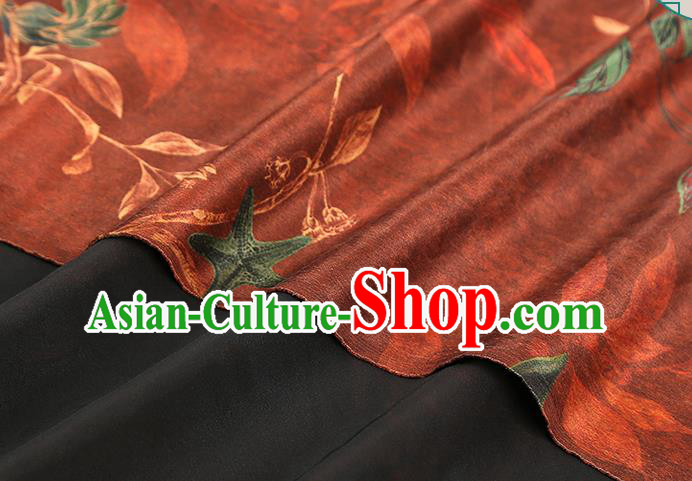 Chinese Traditional Brocade Fabric Qipao Dress Satin Classical Epiphyllum Pattern Maroon Silk Drapery