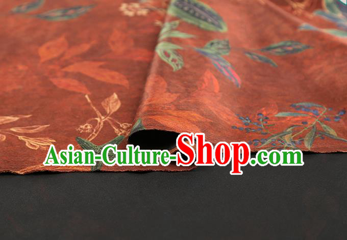 Chinese Traditional Brocade Fabric Qipao Dress Satin Classical Epiphyllum Pattern Maroon Silk Drapery