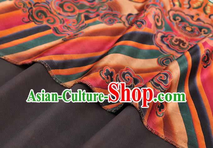 China Traditional Printing Sun Cranes Silk Fabric Cheongsam Drapery Classical Orange Gambiered Guangdong Gauze