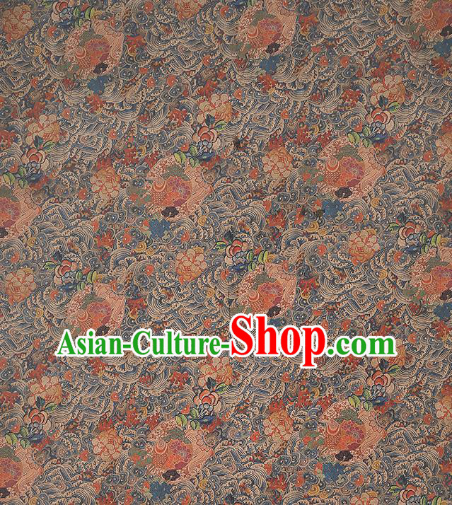 Chinese Traditional Classical Wave Fish Pattern Silk Drapery Qipao Dress Gambiered Guangdong Gauze Fabric