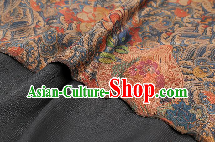 Chinese Traditional Classical Wave Fish Pattern Silk Drapery Qipao Dress Gambiered Guangdong Gauze Fabric