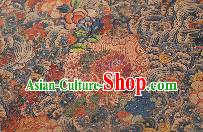 Chinese Traditional Classical Wave Fish Pattern Silk Drapery Qipao Dress Gambiered Guangdong Gauze Fabric