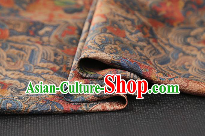 Chinese Traditional Classical Wave Fish Pattern Silk Drapery Qipao Dress Gambiered Guangdong Gauze Fabric