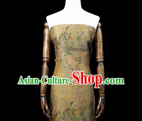 Chinese Yellow Gambiered Guangdong Gauze Traditional Qipao Dress Brocade Cloth Classical Silk Fabric