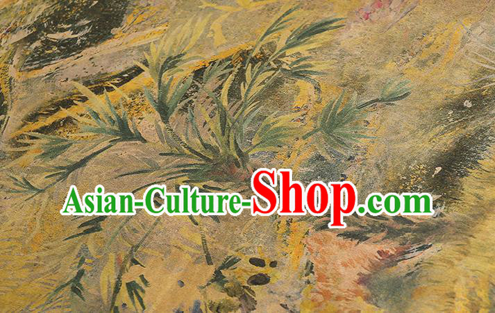 Chinese Yellow Gambiered Guangdong Gauze Traditional Qipao Dress Brocade Cloth Classical Silk Fabric