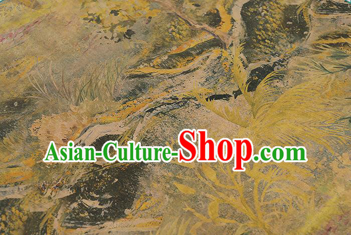 Chinese Yellow Gambiered Guangdong Gauze Traditional Qipao Dress Brocade Cloth Classical Silk Fabric