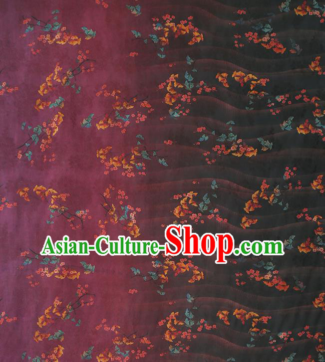 Chinese Traditional Purple Gambiered Guangdong Gauze Classical Flowers Pattern Silk Fabric Qipao Dress Cloth