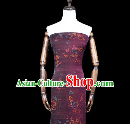 Chinese Traditional Purple Gambiered Guangdong Gauze Classical Flowers Pattern Silk Fabric Qipao Dress Cloth