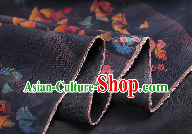 Chinese Traditional Purple Gambiered Guangdong Gauze Classical Flowers Pattern Silk Fabric Qipao Dress Cloth