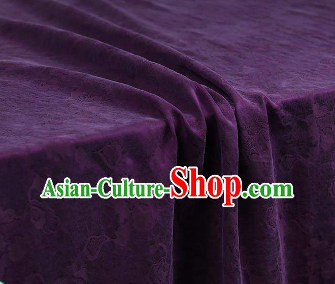 Chinese Classical Flowers Pattern Purple Blue Silk Fabric Qipao Dress Jacquard Cloth Traditional Gambiered Guangdong Gauze