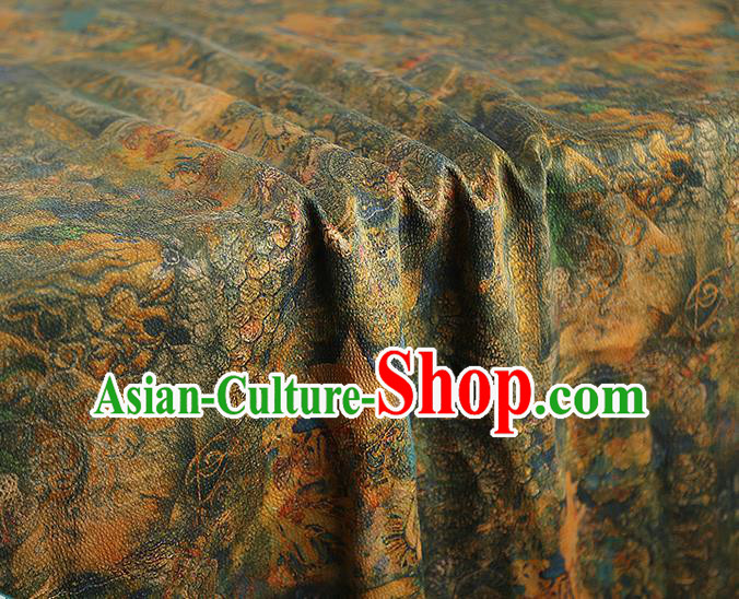 Chinese Qipao Dress Gambiered Guangdong Gauze Classical Pattern Silk Fabric Traditional Green Brocade Cloth
