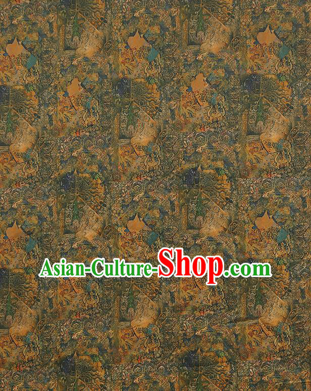 Chinese Qipao Dress Gambiered Guangdong Gauze Classical Pattern Silk Fabric Traditional Green Brocade Cloth