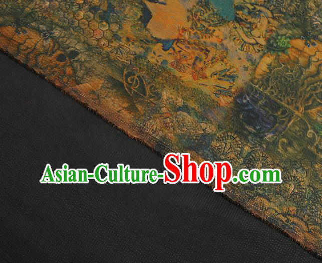 Chinese Qipao Dress Gambiered Guangdong Gauze Classical Pattern Silk Fabric Traditional Green Brocade Cloth