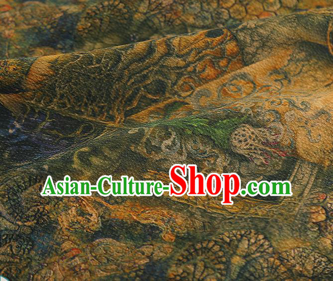 Chinese Qipao Dress Gambiered Guangdong Gauze Classical Pattern Silk Fabric Traditional Green Brocade Cloth