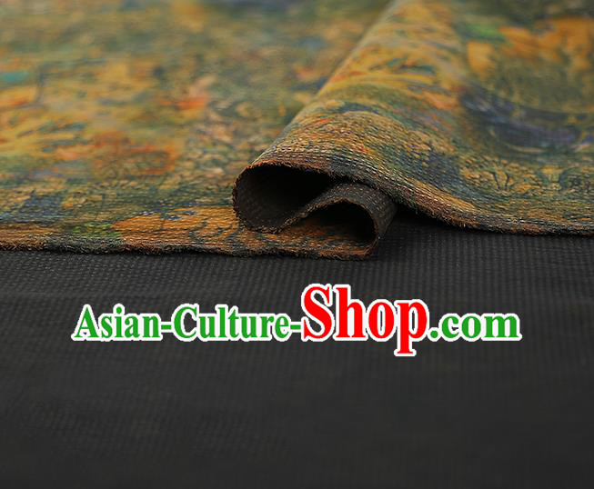 Chinese Qipao Dress Gambiered Guangdong Gauze Classical Pattern Silk Fabric Traditional Green Brocade Cloth