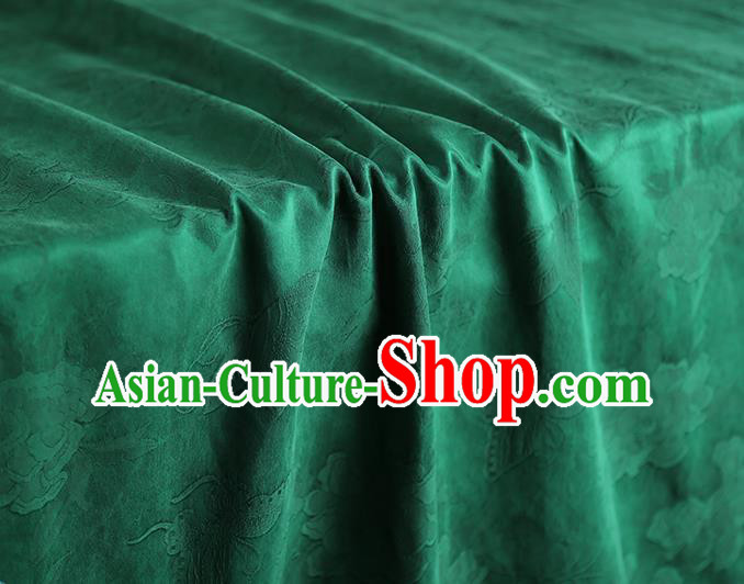 Chinese Traditional Jacquard Butterfly Peony Green Silk Fabric Classical Qipao Dress Gambiered Guangdong Gauze Cloth